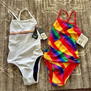 NWT Speedo Endurance One Piece Swimsuits Rainbow Pride Womens 24